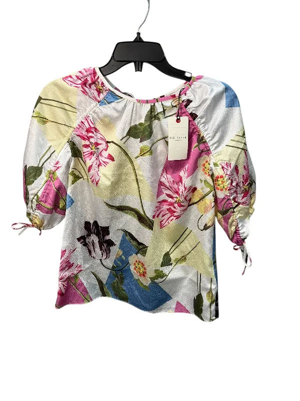 Top Short Sleeve Designer By Ted Baker In Floral Print, Size: S Street