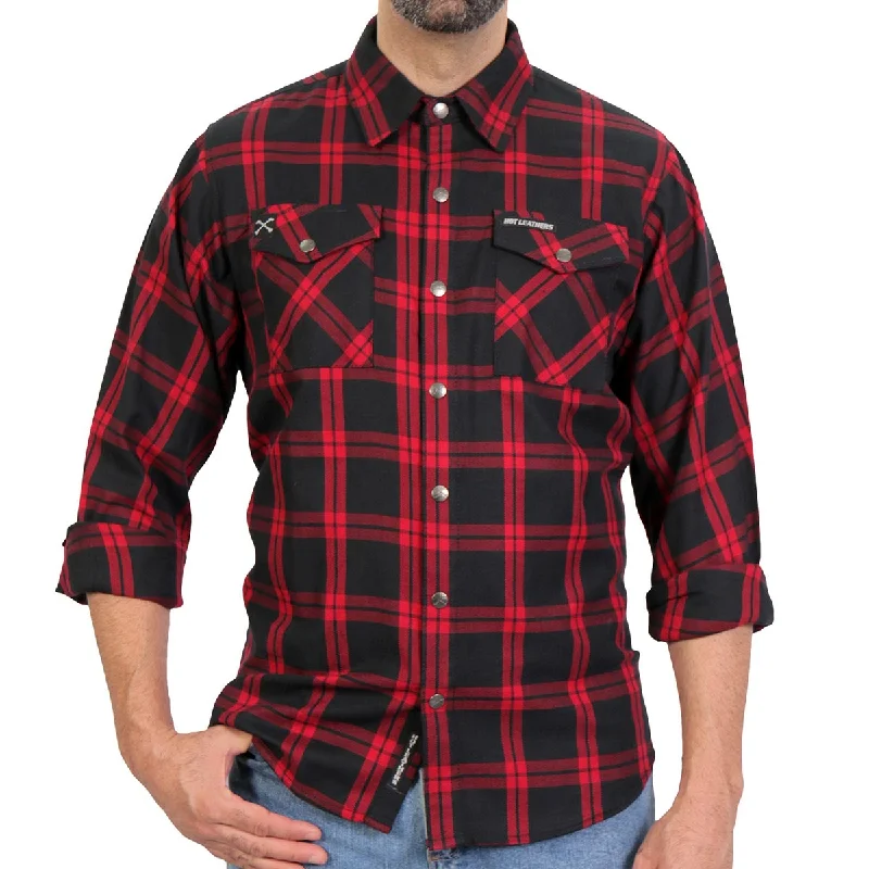 Hot Leathers FLM3001 Men's Red and Black Long Sleeve Flannel Shirt Rugged Men's Outdoor 