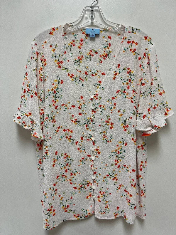 Top Short Sleeve By Cece In Floral Print, Size: 1x Trendy Men's Bucket