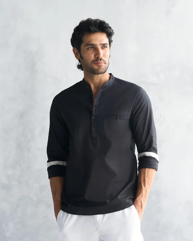 Pondicherry Shirt - Black Sleek Men's Contemporary 