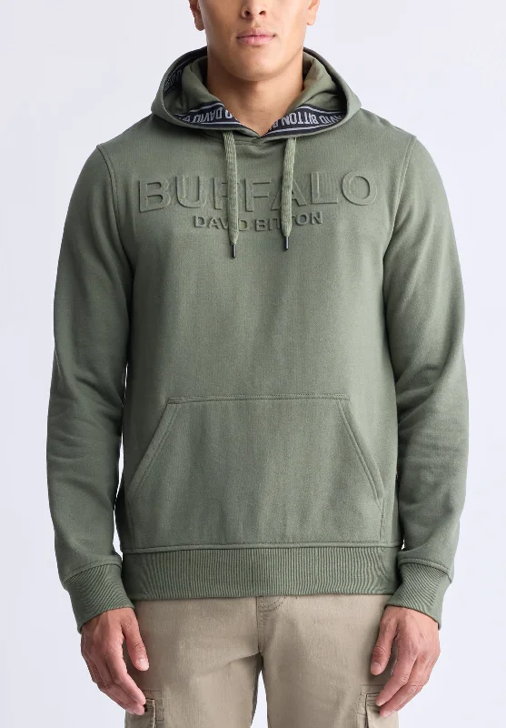 Fadol Men's Embossed Logo Hooded Sweatshirt, Army green - BPM13610V Sleek Men's Contemporary 