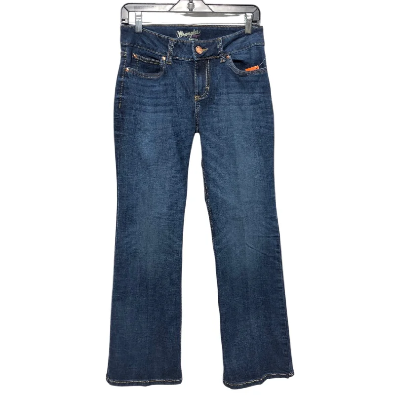 Jeans Boot Cut By Wrangler In Blue Denim, Size:4 Laid