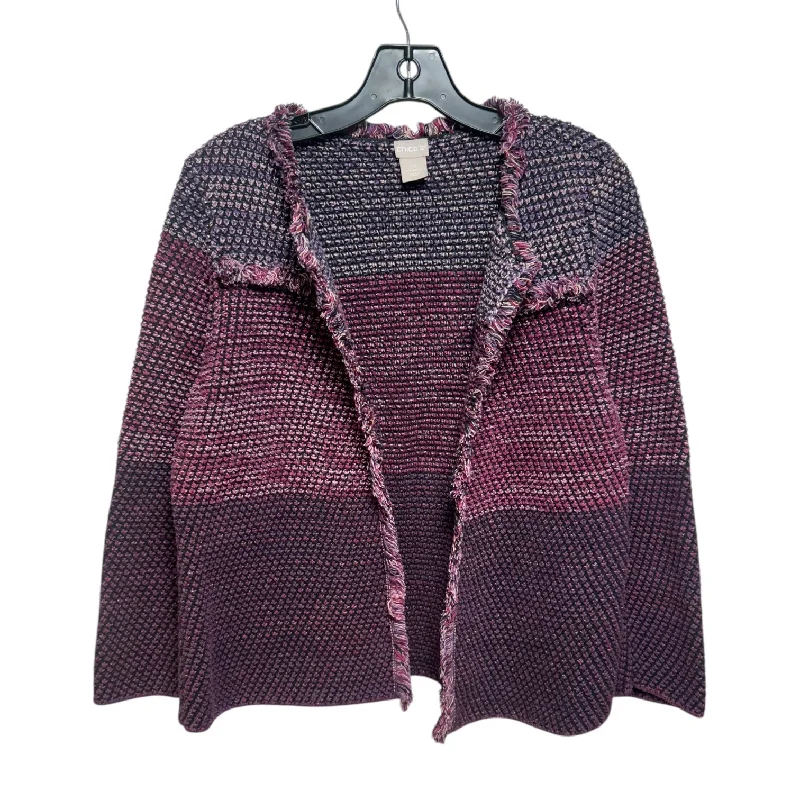 Sweater Cardigan By Chicos In Purple, Size: Lp Refined Men's European