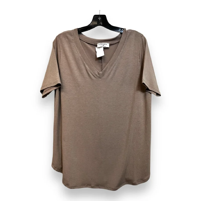 Top Short Sleeve By Zenana Outfitters In Taupe, Size: 1x Youthful Men's Pop