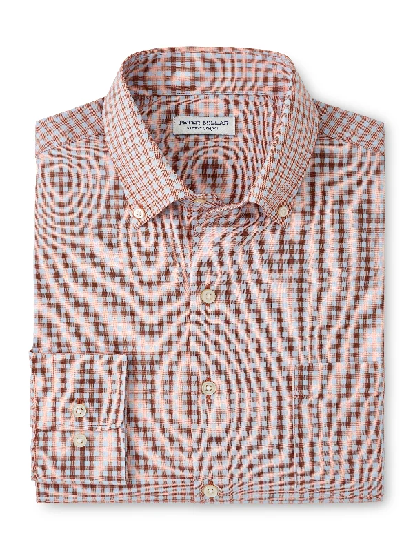 Peter Millar Murray Performance Poplin Sport Shirt in Burnt Orange Edgy Men's Punk