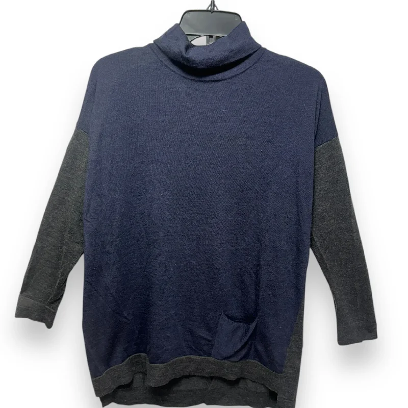 Sweater By Eileen Fisher In Blue & Grey, Size: M Refined Men's Hand