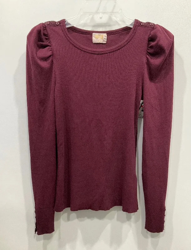 Top Long Sleeve By Nation In Maroon, Size: M Cozy Men's Sherpa