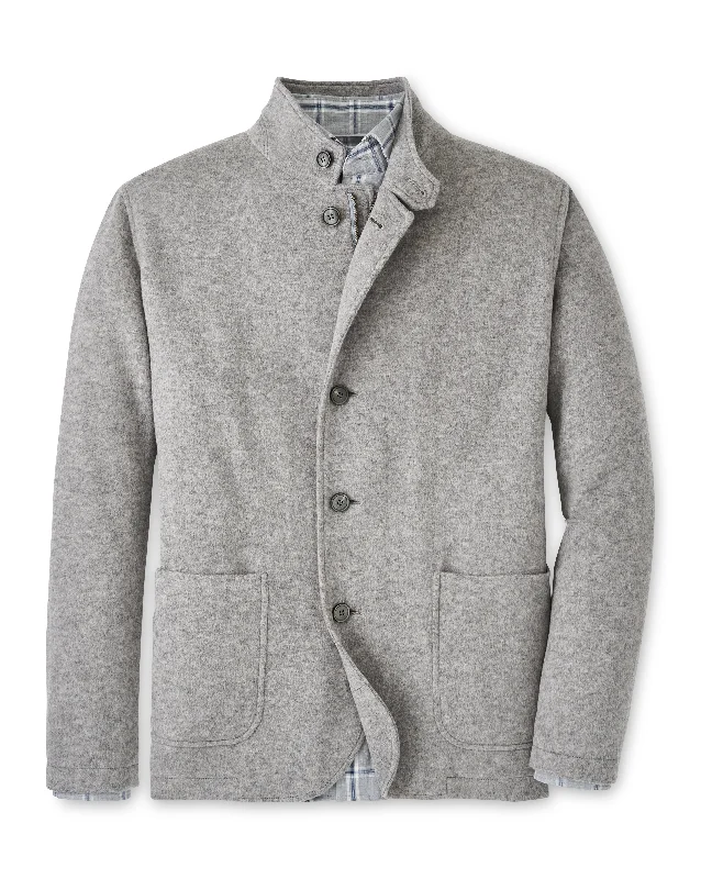 Peter Millar Crown Flex Fleece Zip Blazer in British Grey Streetwear Style